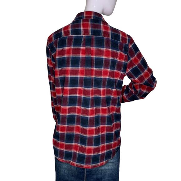 Vans Unisex Collared Long Sleeve Button Down Plaid Red and Blue Shirt Size - Picture 6 of 12